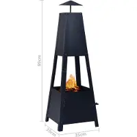 vidaXL Eldstad svart 35x35x99 cm stål
