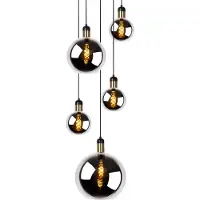 Lucide Glas pendellampa Julius, dimbar, Svart, Vardagsrum / matsal, Glas, Modern, Pendellampa