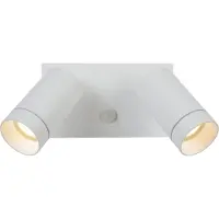 Lucide Utomhus vägglampa med rörelsesensor Taylor, dimbar, Vitt / opal, Aluminium / grå / zink, Modern