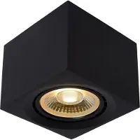 Lucide LED-takspotlight Fedler kantig svart Fedler, dimbar, Svart, Vardagsrum / matsal, Aluminium / grå / zink, Modern, LED-taklampa