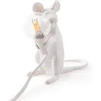 Seletti muslampa LED-lampa dekorativ lampa USB sittande vit Mouse Lamp Valentine, Vitt / opal, Vardagsrum / matsal, Syntetmaterial, Design, Bordslampa