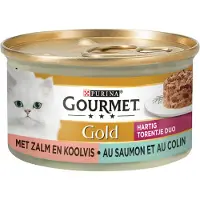 Gourmet Gold Savoury Tower Duo med lax och gråsej våtfoder katt (85 g)