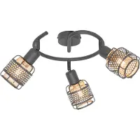 QAZQA Design taklampa svart med guld 3-ljus rund - Noud