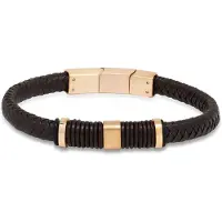 Ace of Spades brun armband läder/stål SSLB-113RG