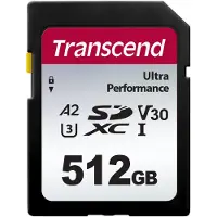 Transcend TS64GSDC340S SDXC-Kort 512 GB A1 Application Performance Class, A2 Application Performance Class, v30 Video Speed Class, UHS-Class 3 stötsäker,