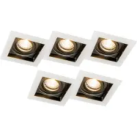 QAZQA Set med 5 infällda spotlights vita med svart - Carree