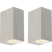 QAZQA Set med 2 moderna vägglampor aluminium 2-ljus IP44 - Baleno