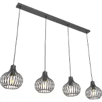 QAZQA Modern pendellampa svart 4-ljus - Saffira