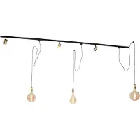 QAZQA Modernt skensystem med 3 spotlights och 3 hänglampor guld 1-fas - Iconic Cavalux Jeana