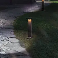 VIOKEF LED pollare Quadro, Svart, Aluminium / grå / zink, Modern, LED-utomhuslampa