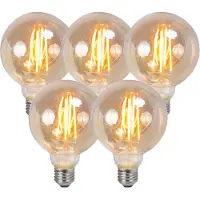 LUEDD Set med 5 E27 dimbara LED-glödlampor med rökigt glas 5W 450lm 2200K