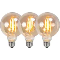 LUEDD Set med 3 dimbara LED-lampor E27 G95 Rök 5W 380lm 2200K