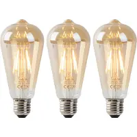 LUEDD Set med 3 E27 LED-lampor ST64 guld med skymningssensor 4W 400lm 2200K