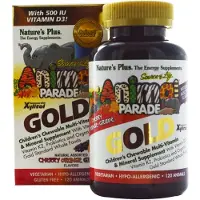 NaturesPlus , Animal Parade Gold, Barns munspridbar Multivitamin-supplement, Cherry, Grape & Orange, 120 Djur-formade Tabletter