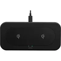 Essentials Qi dubbel trådlös laddare, 2x 10W, USB-C-kabel 1 m
