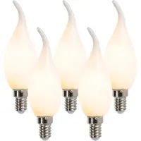 LUEDD Set med 5 E14 dimbara LED-glödlampor med glödtråd i form av ljus, F35 matt 3W