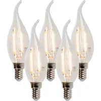 LUEDD Set med 5 E14 dimbara LED-glödlampor med glödtråd, ljus som från levande ljus, 250 lm, 2700 K