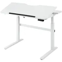 Deltaco Office Premium - Skrivbord för sittande/stående - rektangulär - elektrisk höjdjustering - vit