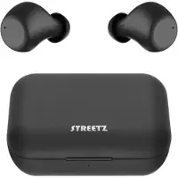 STREETZ TWS-110 Trådlösa Stereohörlurar In-Ear, Dubbla Headset, Laddningsfodral, Svarta