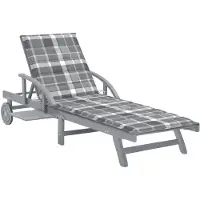 vidaXL Solsäng med dyna massivt akaciaträ