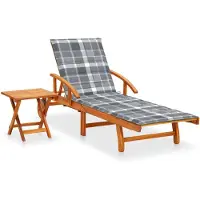 vidaXL Solsäng med bord och dyna massivt akaciaträ