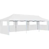 vidaXL Pop-Up hopfällbart partytält med 5 sidoväggar 3x9 m vit