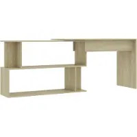vidaXL Skrivbord hörn sonoma-ek 200x50x76 cm spånskiva