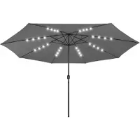 vidaXL Trädgårdsparasoll med LEDs 400 cm antracit