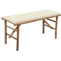 vidaXL Hopfällbar trädgårdsbänk med dyna 118 cm bambu