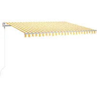 vidaXL Automatisk markis med vindsensor & LED 450x300 cm gul/vit