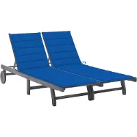vidaXL Solsäng för 2 med dyna grå massivt akaciaträ