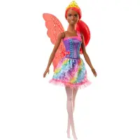 Barbie Dreamtopia Fairy Docka & Tillbehör, Rosa Hår med Avtagbar Kjol, Huvudband & Vingar