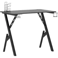 vidaXL Gamingskrivbord med Y-formade ben svart 90x60x75 cm