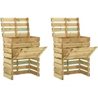 vidaXL Ribbad trädgårdskompost 2 st 80x50x100 cm impregnerad furu