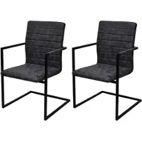 vidaXL 2x Stolar för Matplats Svart Kökstolar 242285