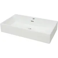 vidaXL Tvättställ med kranhål keramik vit 76x42,5x14,5 cm