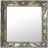 vidaXL Barock väggspegel 50x50 cm silver