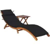 vidaXL Solsäng med bord och dyna massivt akaciaträ