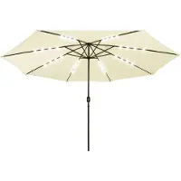 vidaXL Trädgårdsparasoll med LEDs 400 cm sand