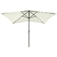 vidaXL Parasoll med LED och stålstång 2x3 m sand