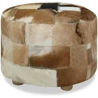 vidaXL Rund puff i getskinn 50 x 50 x 45 cm