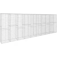 vidaXL Gabionvägg med Lock, Galvaniserat Stål, 600X50X200 Cm