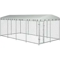 vidaXL Hundgård med tak för utomhusbruk 7,6x3,8x2,3 m