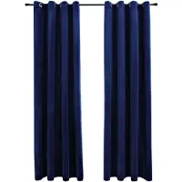 vidaXL Mörkläggningsgardiner med ringar 2 st mörkblå sammet 140x245 cm