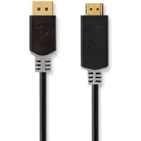 Nedis - Adapterkabel - DisplayPort hane till HDMI hane - 2 m - antracit - rund