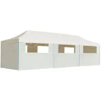 vidaXL Pop-Up hopfällbart partytält med 8 sidoväggar gräddvit 870x291x315 cm