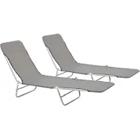 vidaXL Set med 2 hopfällbara solstolar - Grå - 56 x 182 x 24,5 cm