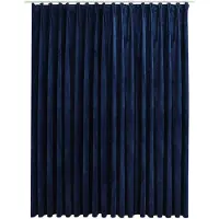 Super Merchant Vidaxl Mörkläggningsgardin med Hakar, Sammet, Marinblå, 290X245 Cm