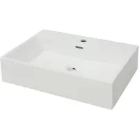 vidaXL Handfat med kranhål keramik vit 60,5x42,5x14,5 cm