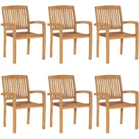 vidaXL Stapelbara trädgårdsstolar 6 st massiv teak